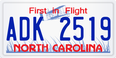 NC license plate ADK2519