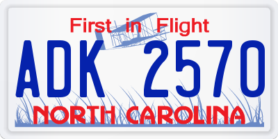 NC license plate ADK2570