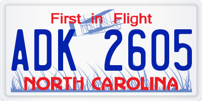NC license plate ADK2605