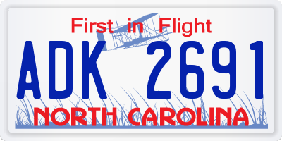 NC license plate ADK2691