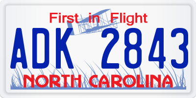 NC license plate ADK2843