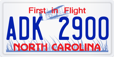 NC license plate ADK2900