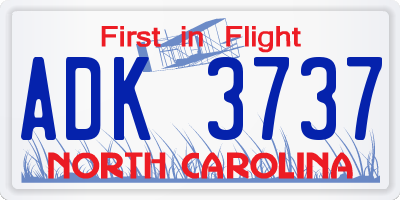 NC license plate ADK3737