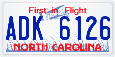 NC license plate ADK6126