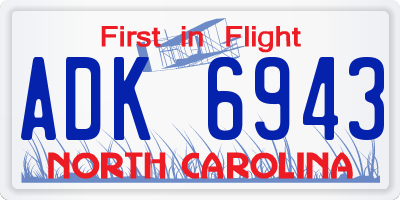 NC license plate ADK6943
