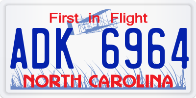 NC license plate ADK6964