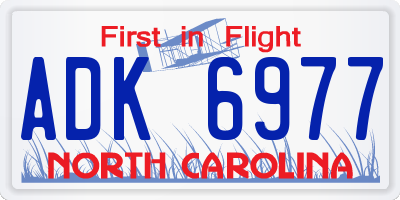 NC license plate ADK6977