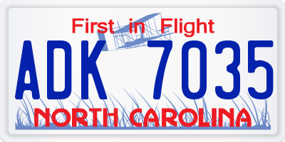 NC license plate ADK7035