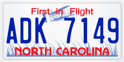 NC license plate ADK7149