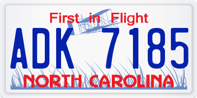 NC license plate ADK7185