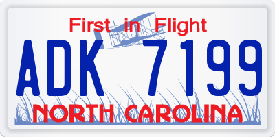 NC license plate ADK7199