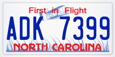 NC license plate ADK7399