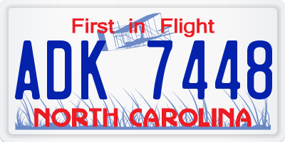 NC license plate ADK7448