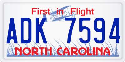 NC license plate ADK7594