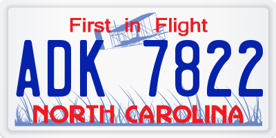 NC license plate ADK7822