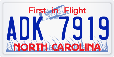 NC license plate ADK7919