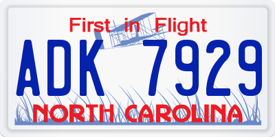 NC license plate ADK7929