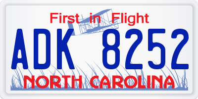 NC license plate ADK8252
