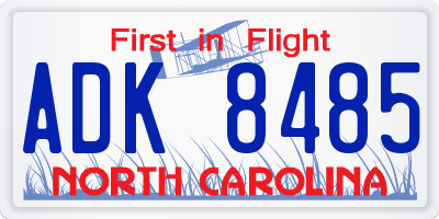NC license plate ADK8485