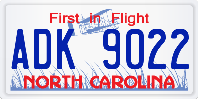 NC license plate ADK9022