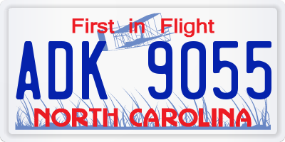 NC license plate ADK9055