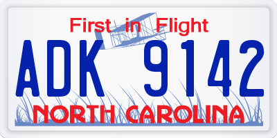 NC license plate ADK9142