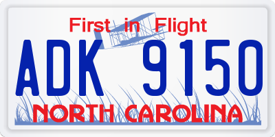 NC license plate ADK9150