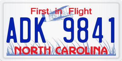 NC license plate ADK9841