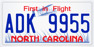 NC license plate ADK9955