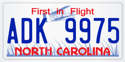 NC license plate ADK9975