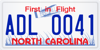 NC license plate ADL0041