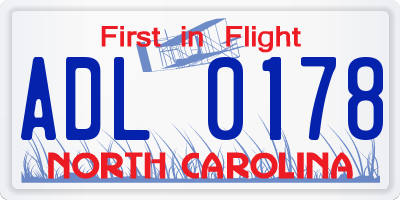 NC license plate ADL0178