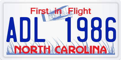 NC license plate ADL1986