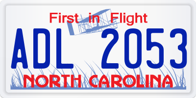 NC license plate ADL2053
