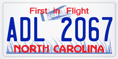 NC license plate ADL2067