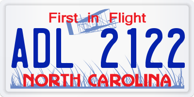 NC license plate ADL2122