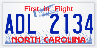 NC license plate ADL2134