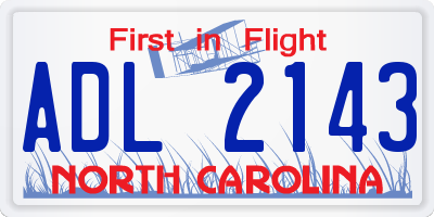 NC license plate ADL2143