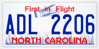 NC license plate ADL2206