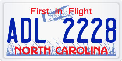 NC license plate ADL2228