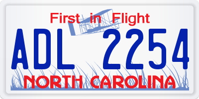NC license plate ADL2254