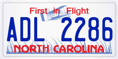 NC license plate ADL2286