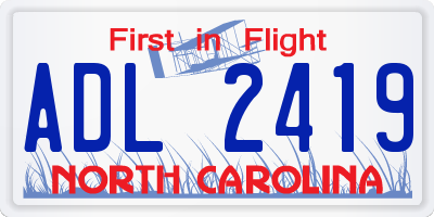 NC license plate ADL2419