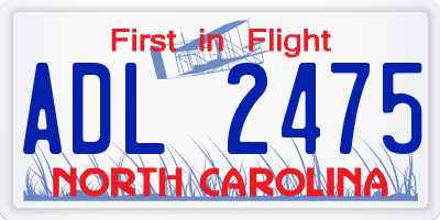 NC license plate ADL2475