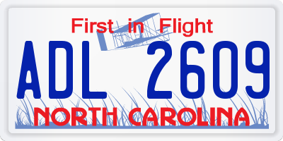 NC license plate ADL2609
