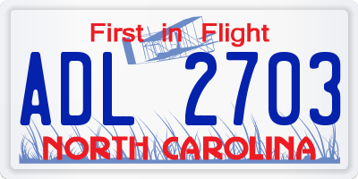 NC license plate ADL2703