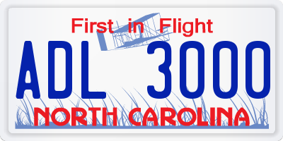 NC license plate ADL3000