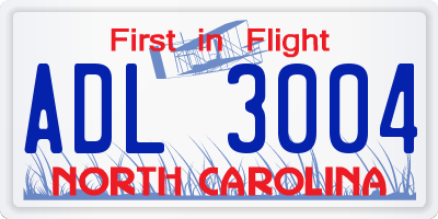 NC license plate ADL3004