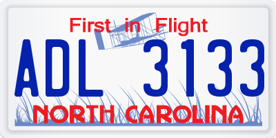 NC license plate ADL3133