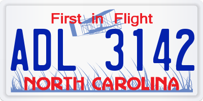 NC license plate ADL3142